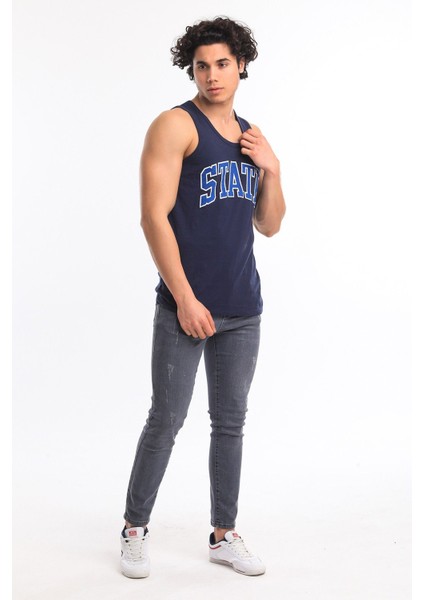 Men Tank Top Navy Erkek Atlet 21643-15