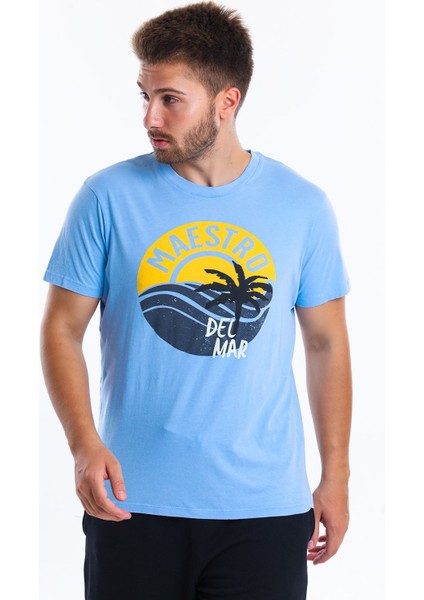 Men Tshirt Erkek Mavi Tshirt 22538-03