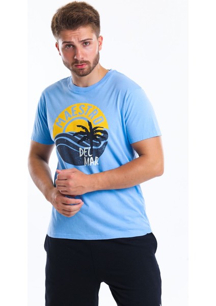 Men Tshirt Erkek Mavi Tshirt 22538-03 fırsatları