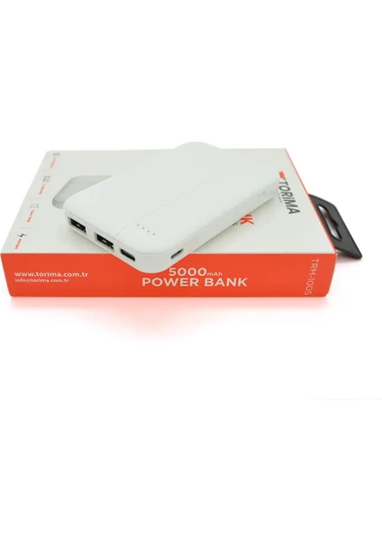 5000 Mah Beyaz Powerbank Hızlı Şarj Destekli  TRM-1005