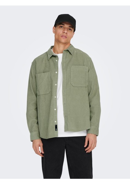 Alp Rlx 2pkt Washd Cord Ls Shirt Noos Erkek Yeşil Gömlek 22024716-21