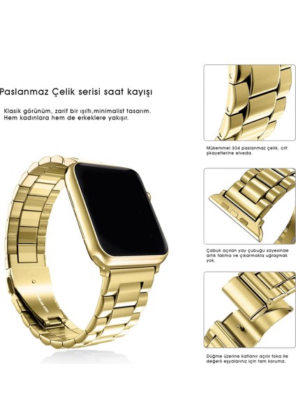 Apple Watch Ultra/Ultra 2 Kordon 49MM 44MM 45MM 42MM 41MM 40MM 38MM Metal Klasik Kordon Apple Watch Serisi 9 8 7 6 5 4 3 2 1 Se Titanyum Ayarlama Aparatlı Paslanmaz Kordon