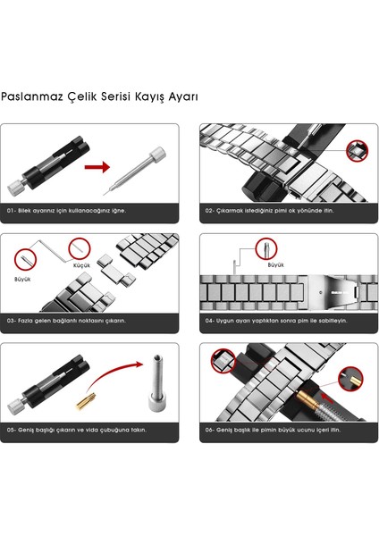 Kip GSM Apple Watch Uyumlu 38MM 40MM 41MM 42MM 44MM 45MM 49MM 1/2/3/4/5/6/se/7/8/ultra Paslanmaz Çelik Kordon Ayarlama Aparatlı