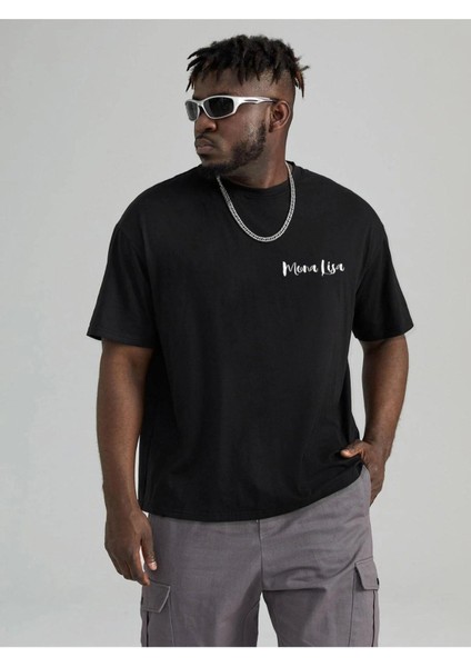Siyah Monalisa Baskılı Oversize T-Shirt fiyatları