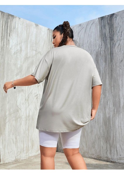 Gri Yüz Baskılı Oversize Tshirt fırsatları
