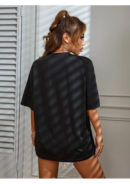 Siyah Los Angeles Baskılı Oversize T-Shirt fırsatları