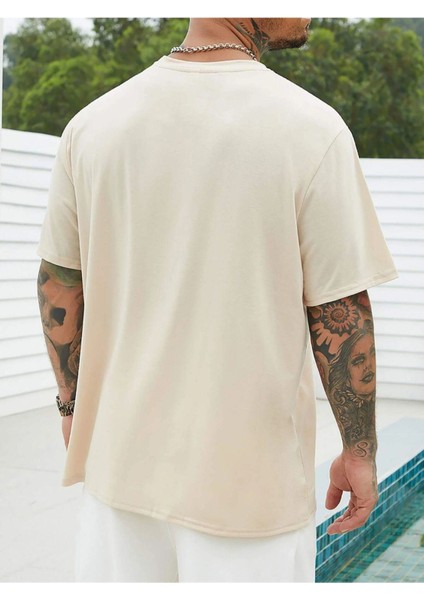 Bej Dreamer Baskılı Oversize T-Shirt modelleri