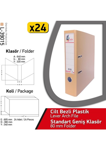 Klasör Sütlü Kahve Krem Geniş 24 Adet 1 Koli