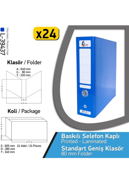 Klasör Selefonlu Geniş 24 Adet 1 Koli