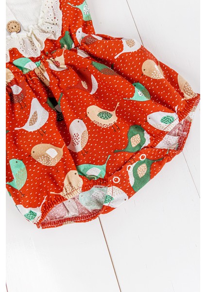 Fistolu Kuş Desenli Yazlık Kız Bebek Tulum indirimleri