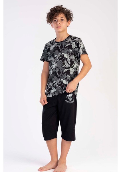 Pamuklu Erkek Çocuk Kısa Kol Kaprili Pijama Takım fiyatları