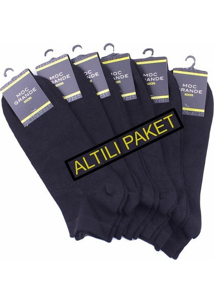 Mocgrande Erkek Büyük Beden Bambu Dikişsiz Altılı Paket Patik Çorap 11903 Siyah