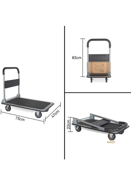 PR2190 Pro Katlanır Platform 4 Tekerlekli Paket Taşıma Arabası 150 kg