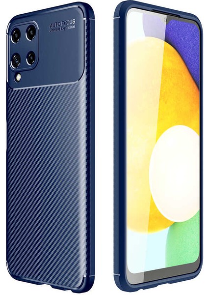 Samsung Galaxy M32 Kılıf Kamera Korumalı Esnek Slim Fit Karbon Görünüm Silikon Kapak