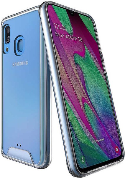 Samsung Galaxy A40 Kılıf Kamera Korumalı Darbe Emici Şeffaf Tank Tam Koruma Silikon Kapak