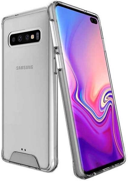 Samsung Galaxy S10 Plus Kılıf Kamera Korumalı Darbe Emici Şeffaf Tank Tam Koruma Silikon Kapak