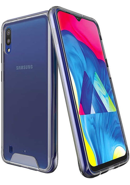Samsung Galaxy M10 Kılıf Kamera Korumalı Darbe Emici Şeffaf Tank Tam Koruma Silikon Kapak