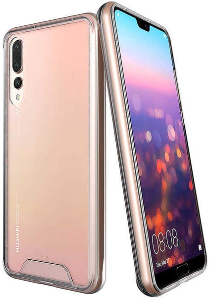 Huawei P20 Pro Kılıf Kamera Korumalı Darbe Emici Şeffaf Tank Tam Koruma Silikon Kapak