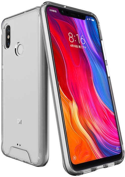 Xiaomi Mi 8 Kılıf Kamera Korumalı Darbe Emici Şeffaf Tank Tam Koruma Silikon Kapak