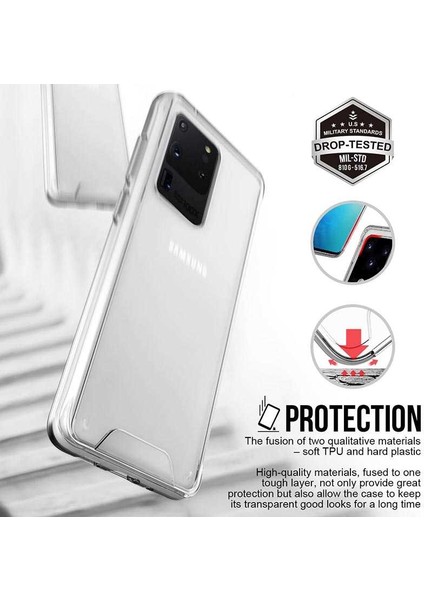 Samsung Galaxy S20 Ultra Kılıf Kamera Korumalı Darbe Emici Şeffaf Tank Tam Koruma Silikon Kapak modelleri