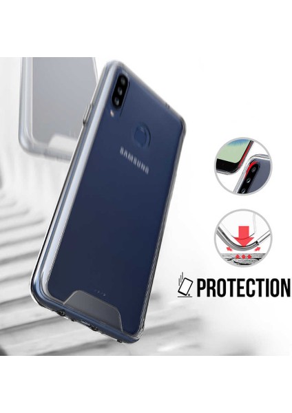 Samsung Galaxy A20S Kılıf Kamera Korumalı Darbe Emici Şeffaf Tank Tam Koruma Silikon Kapak