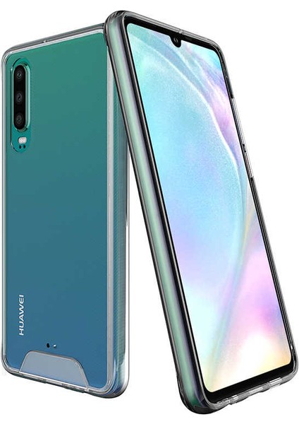 Huawei P30 Kılıf Kamera Korumalı Darbe Emici Şeffaf Tank Tam Koruma Silikon Kapak