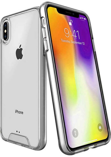 Apple iPhone Xs Kılıf Kamera Korumalı Darbe Emici Şeffaf Tank Tam Koruma Silikon Kapak