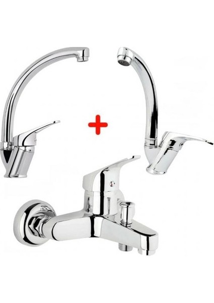 Mix Batarya Seti Krom Banyo Bataryası Lavabo Bataryası Mutfak Eviye Bataryası