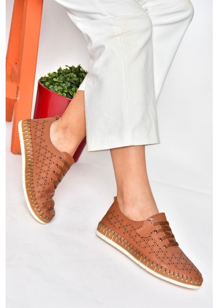 P555004703 Taba Bağcıklı Günlük Kadın Ayakkabı