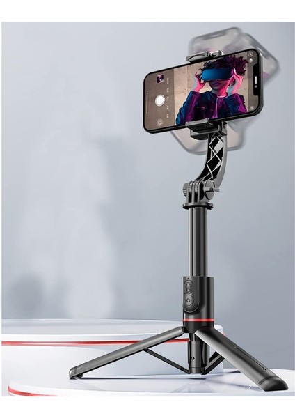 Gimble Dengeleyici Otomatik Denge Sabitleyici Alüminyum Çubuk Teleskopik Selfie Sopa Video Istikrarlı Çekim Tripod Telefon Smartphone Için L19