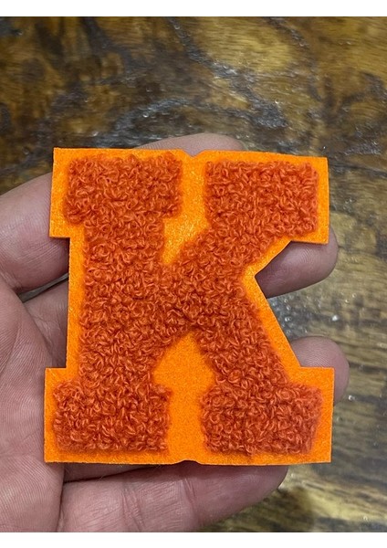 7x6 cm Ütü Ile Yapışan Dokuma Turuncu K Harfi Aplike Yama Arma Dikiş Aksesuar