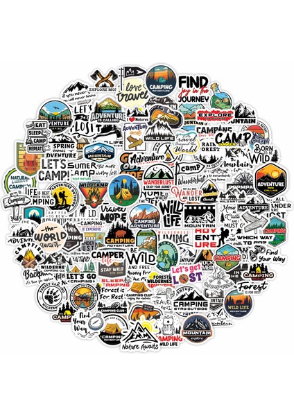 Camping Outdoor Adventure Sticker Seti (120ADET)