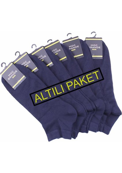 Erkek Büyük Beden Bambu Dikişsiz Altılı Paket Patik Çorap 11903 Lacivert