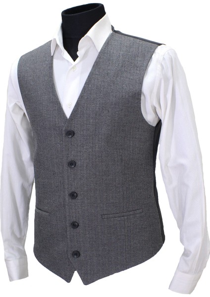 Erkek Yelek V Yaka Gri Balık Sırtı 50511 modelleri