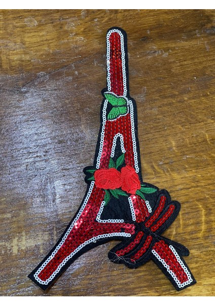26X14 cm Ütü Ile Yapışan Pul Payetli Eyfel Kulesi Aplike Dikiş Aksesuarı