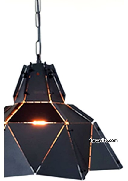 Dekoratif Siyah Lazer Kesim Prizma Tekli Retro Modern Tarz Avize fiyatları