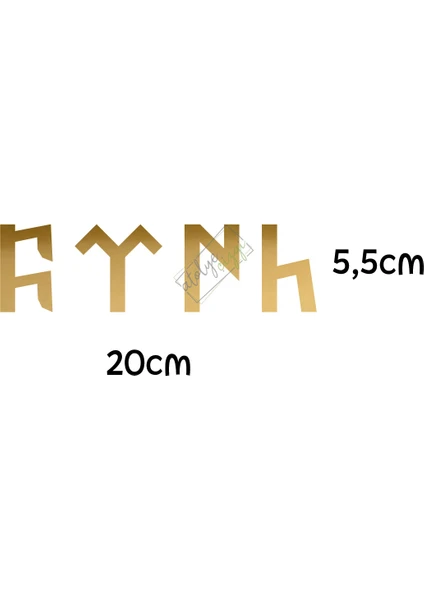 Atölye Çizgi 20 cm Gold Göktürkçe Türk Sticker, Motor Araba Sticker, Oto Sticker