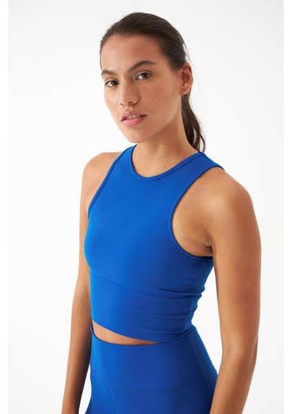 B3ANTLP Mavi Spor, Koşu, Antrenman Crop, Spor Sütyeni, Tek Üst