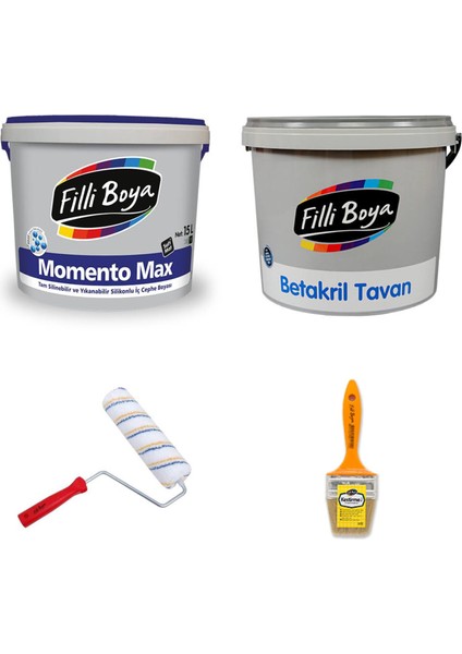 Momento Max Silikonlu Iç Cephe Boyası 15 L. + Tavan Boyası 17,5 kg + Set