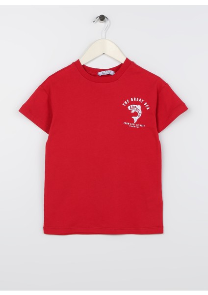 Baskılı Kırmızı Erkek Çocuk T-Shirt Fısh Boy-23