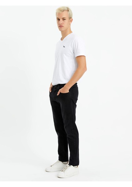 Normal Bel Dar Paça Siyah Erkek Pantolon TC5001