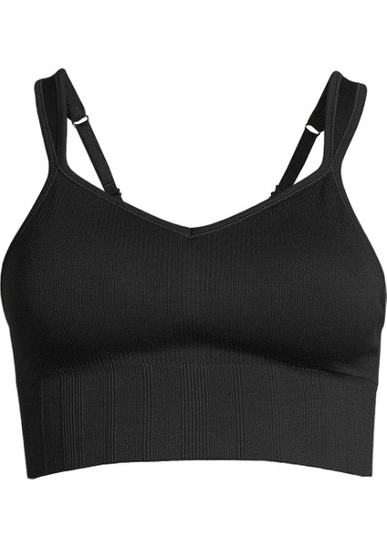 Siyah Sporcu Sütyeni 23180-901 Seamless Rib Padded Sport