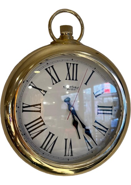 Gold Plastik Çerçeveli Salon Ofis Mutfak Otel Duvar Saati 33 cm