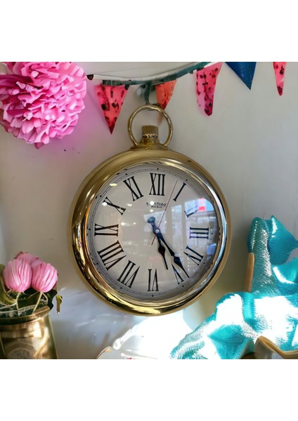 Gold Plastik Çerçeveli Salon Ofis Mutfak Otel Duvar Saati 33 cm fiyatları