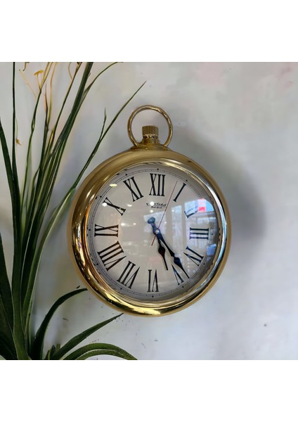 Gold Plastik Çerçeveli Salon Ofis Mutfak Otel Duvar Saati 33 cm modelleri