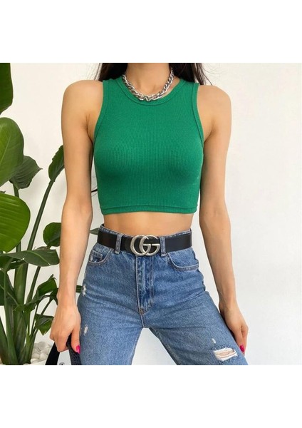 Halter Yaka Crop Top Bluz