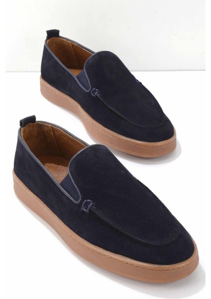 Lacivert Süet Leather Erkek Casual Ayakkabı E01585691202