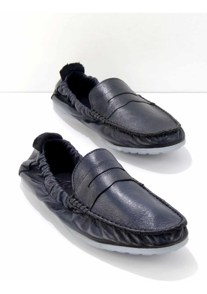 Lacivert Leather Erkek Loafer Ayakkabı E01323092003