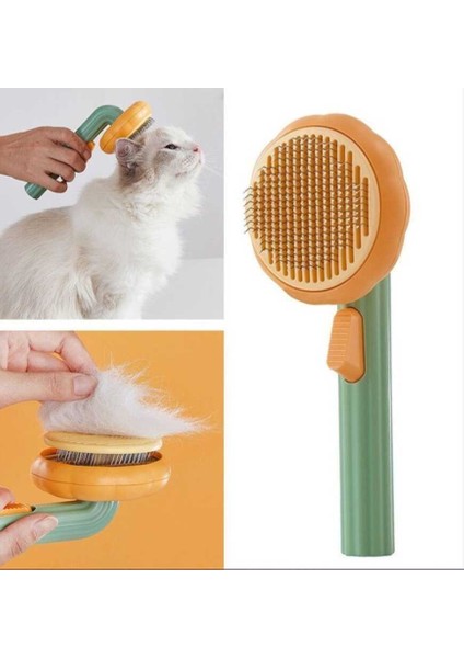 Bal Kabağı Tasarımlı Basmalı Telli Kedi Köpek Için Tüy Toplama Tarama Bakım Fırçası
