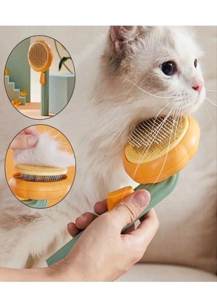 Bal Kabağı Tasarımlı Basmalı Telli Kedi Köpek Için Tüy Toplama Tarama Bakım Fırçası modelleri